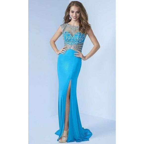 Splash Dresses & Skirts - Splash Metallic Jersey Grad Prom Dress J480 Turquiose